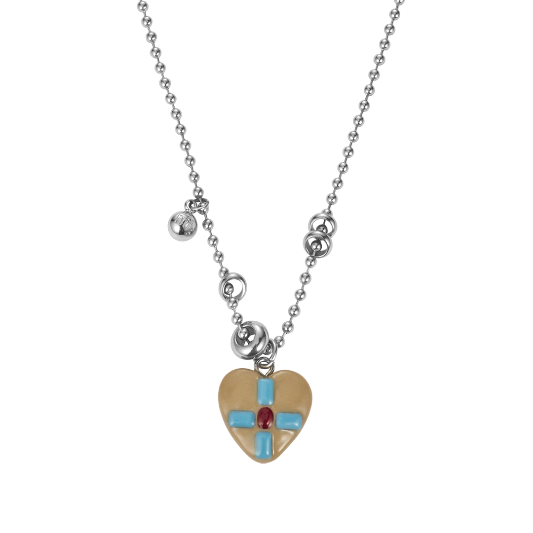 26FWJNLROSLTFF Nff Rosette Heart Necklace Latte