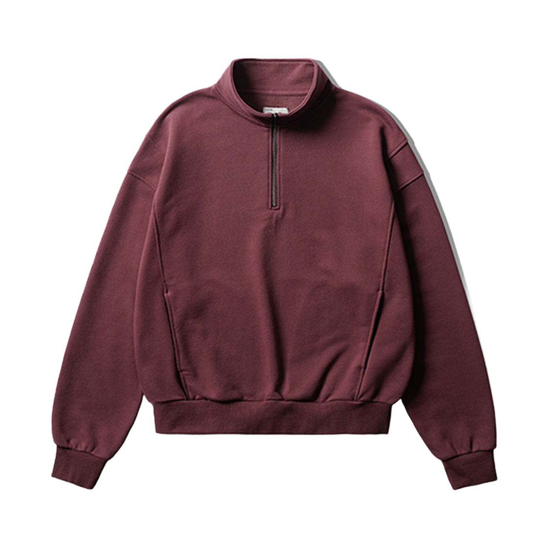 ISMT6923_burgundy_29 EZKATON Crop Ridge Half Neck Sweatshirt Burgundy ISMT6923