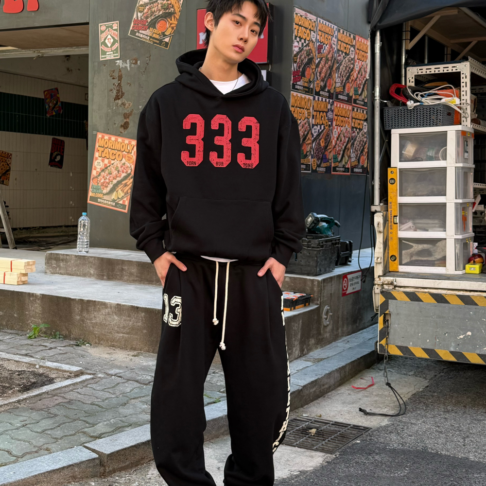 아모우 [기모] 333 후디 블랙(AMOU [Fleece] 333 Hoodie Black) - 5