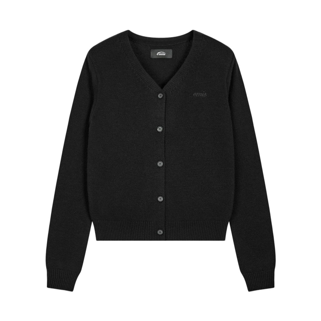 (W) 이미스 V 넥 가디건 블랙((W) Emis V Neck Cardigan Black)
