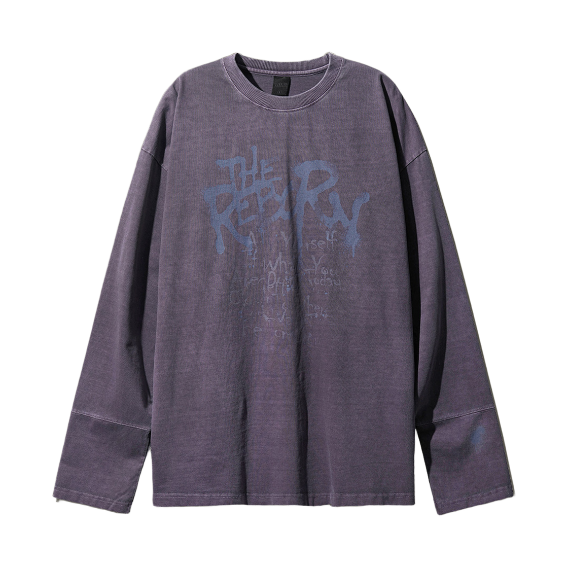 KMLT6814_Ashpurple_29 EZKATON Text Pigment Long Sleeve Ashpurple KMLT6814