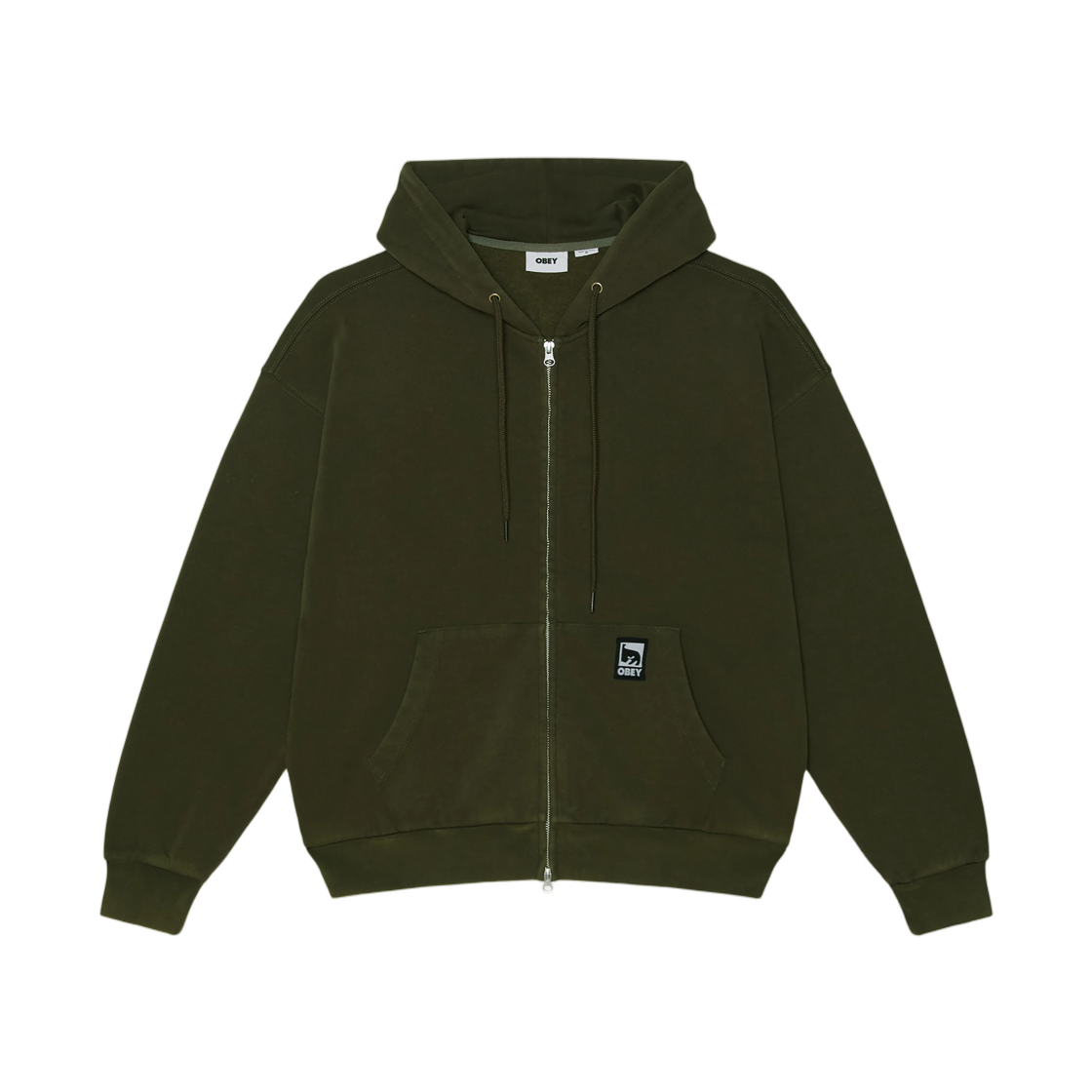 112460038 Obey Post Zip Hood Dusty Black Olive