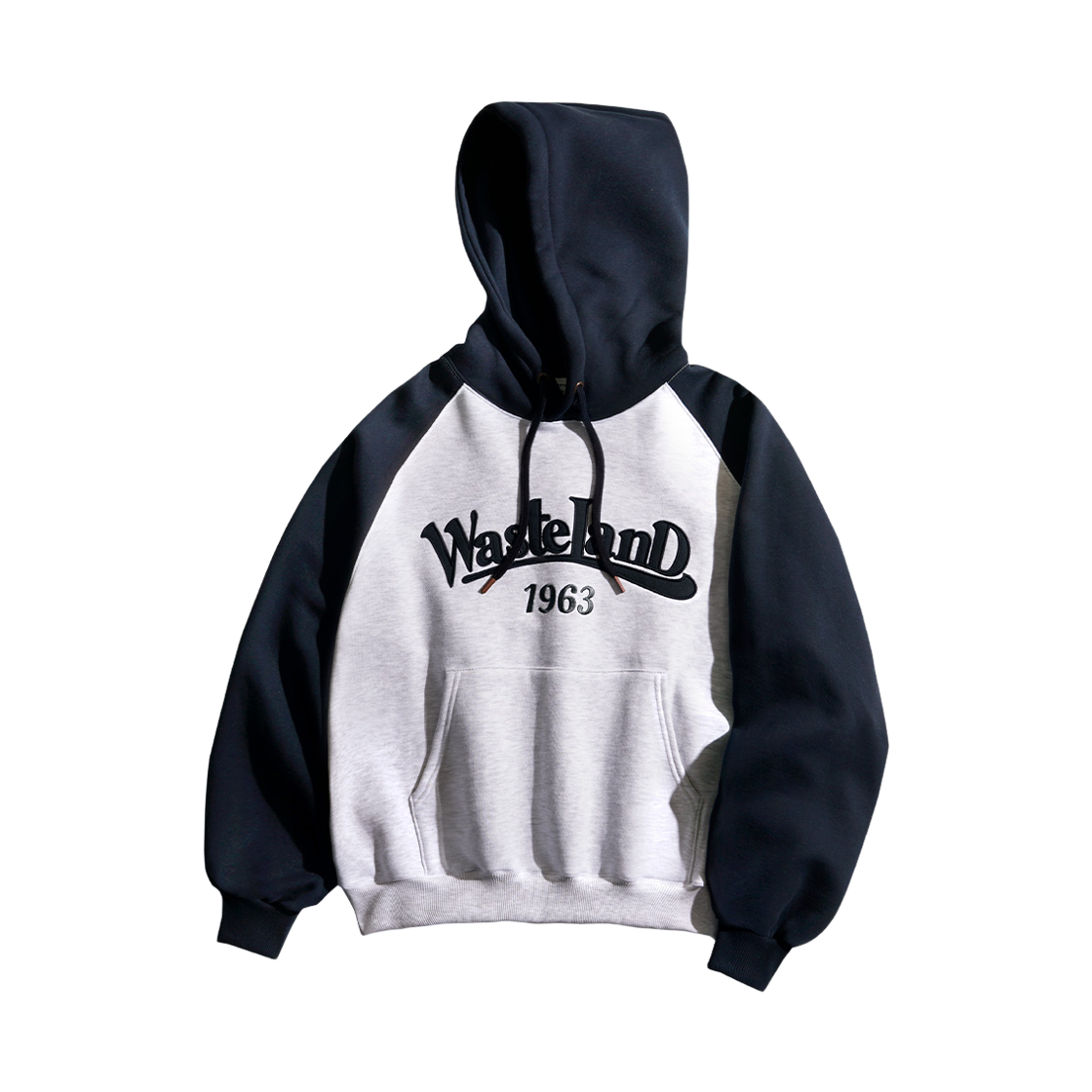 BJHD4597_MelangewhiteNavy_291 PERSTEP Wasteland Hoodie Melangewhite/Navy BJHD4597