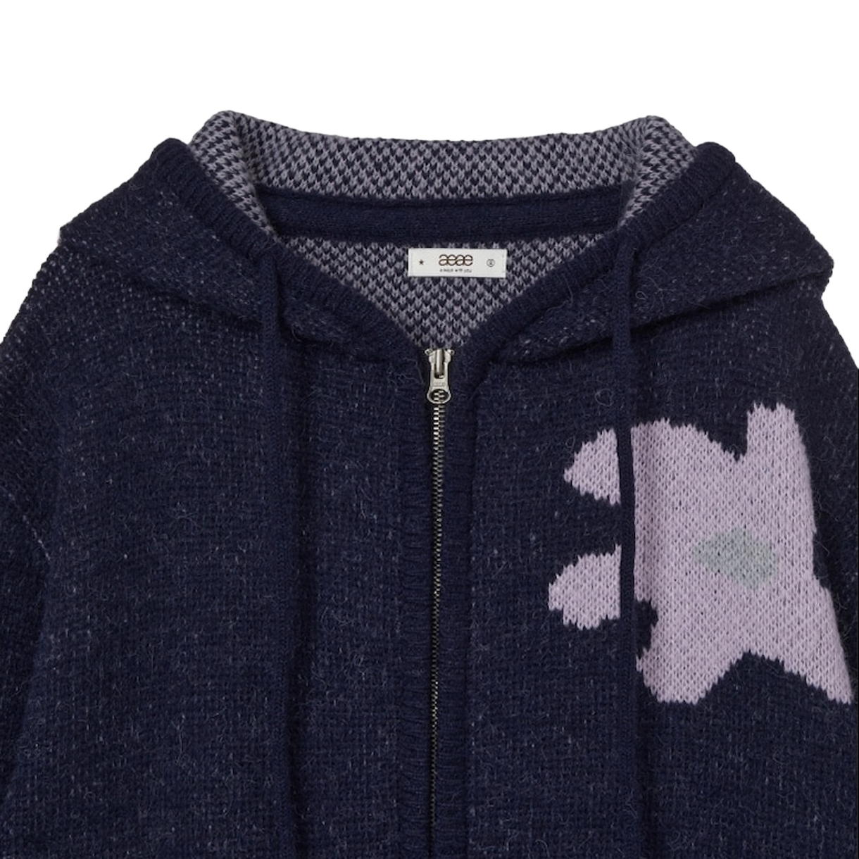 [오프라인 전용] 에이이에이이 우먼 데이지 니트 후디 네이비 - 26FW([오프라인 전용] AEAE Women Daisy Knit Hoodie Navy - 26FW) - 3