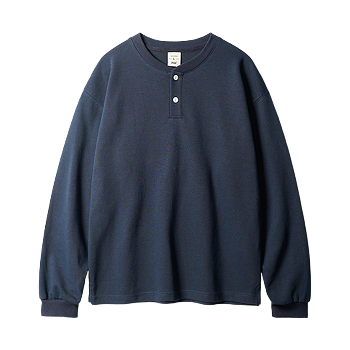 MMLT1595_navy_29 FP142 Double Cotton Henley Neck Long Sleeve Navy MMLT1595