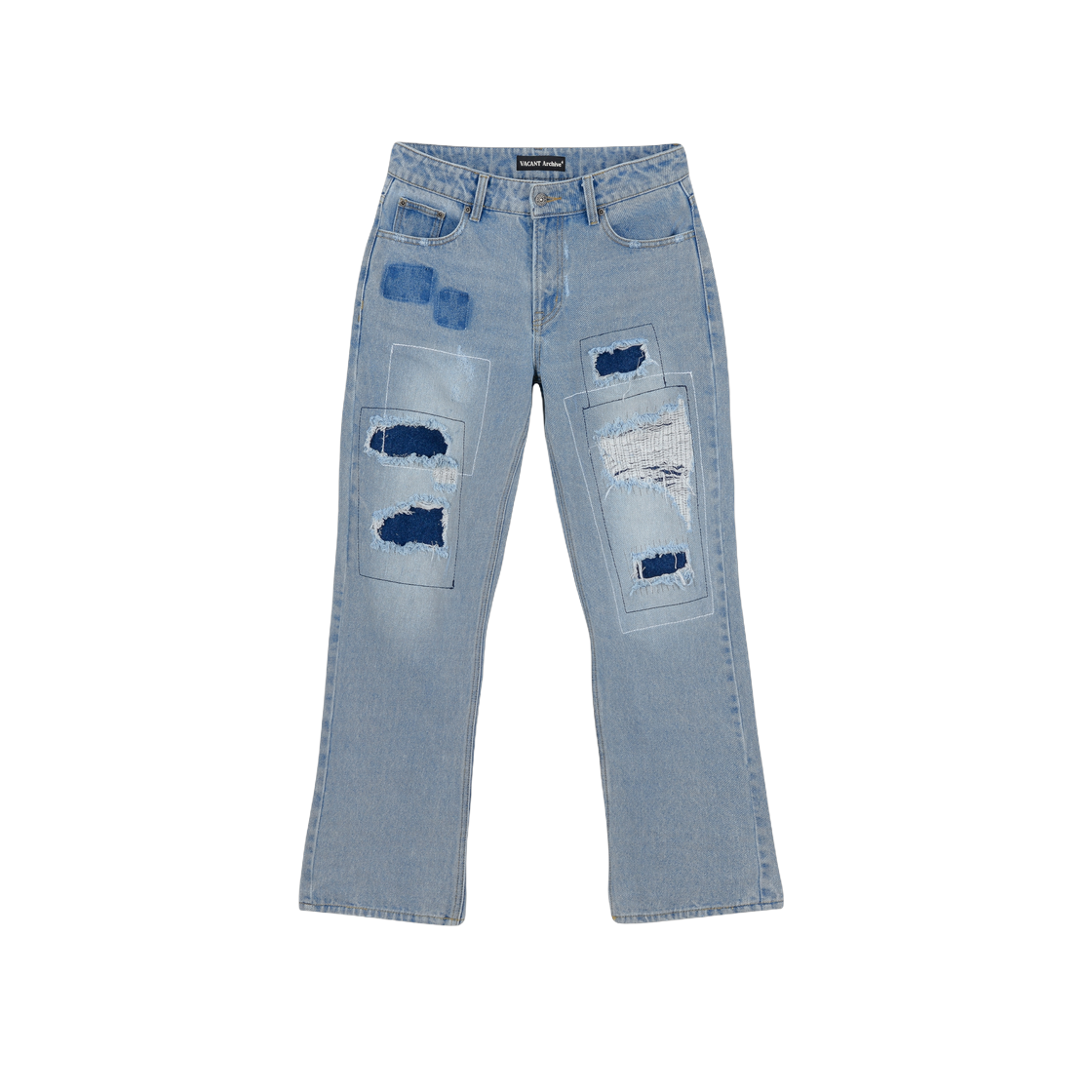 VMC63DPT005LLQQ Vacant Archive Men Vacant Archive Reid Straight Damaged Denim Light Blue