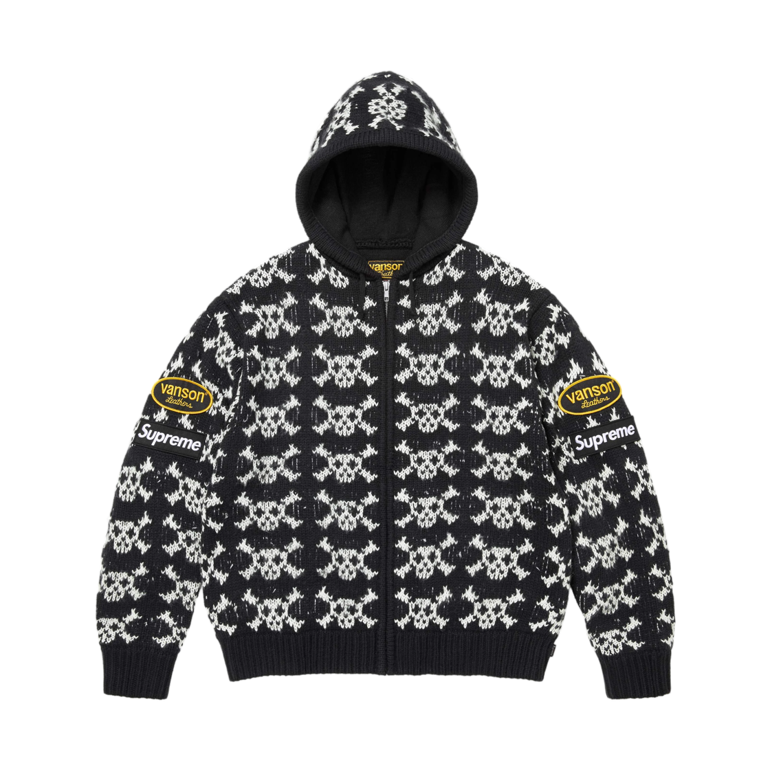 - Supreme x Vanson Leathers Skull Zip Up Hooded Sweater Black - 26FW