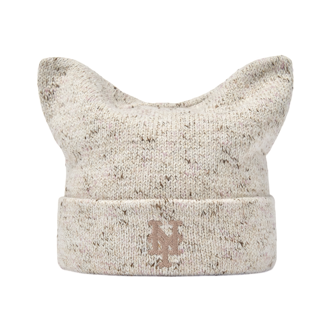 3ABNB1266-09CRS MLB Loose Fit Melange Meowing Beanie New York Mets Cream