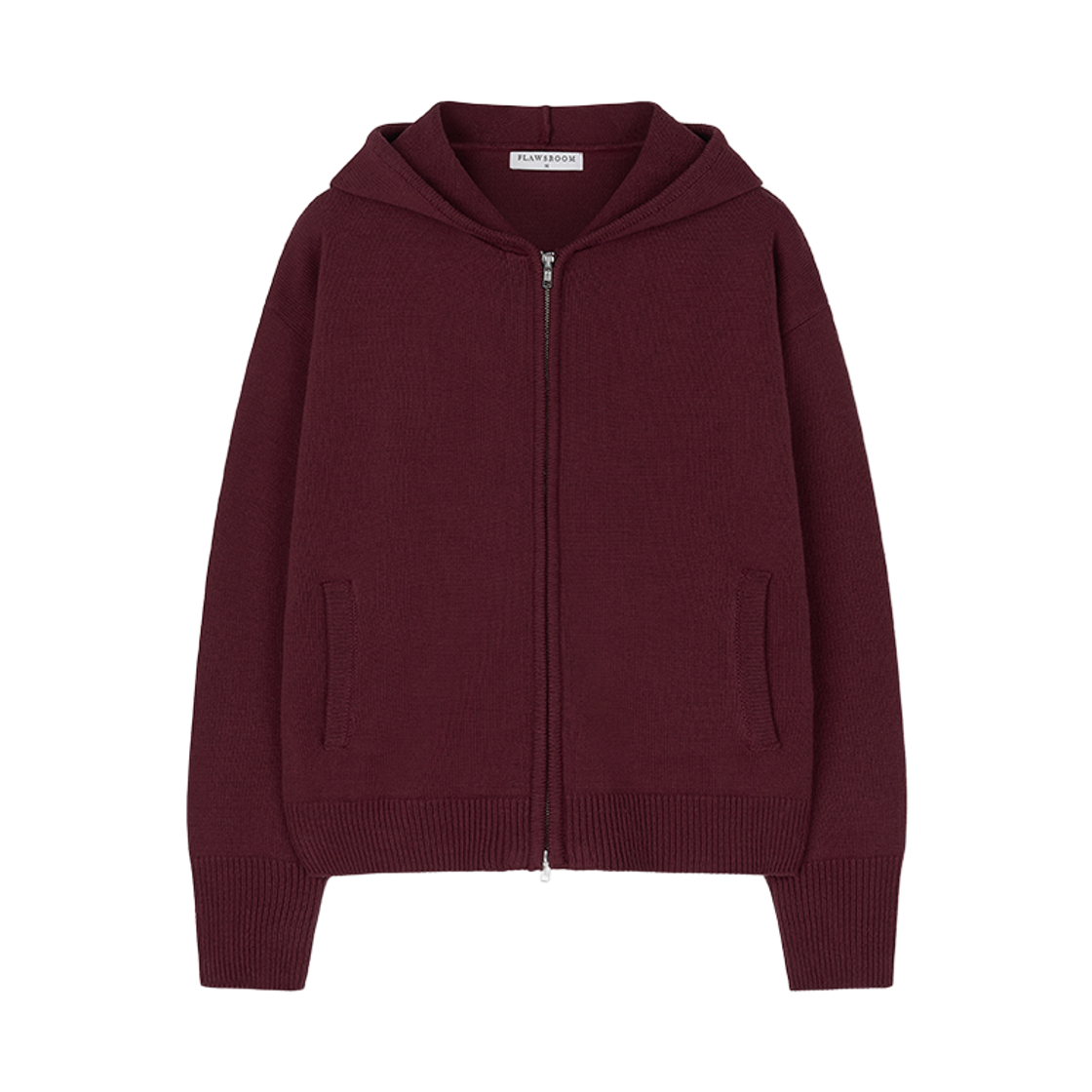 FL2639 Flawsroom Crop Knitted Hood Zip Wine