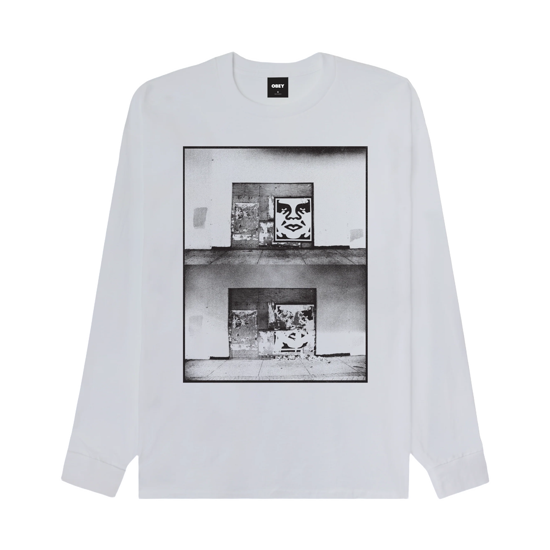 163554457 Obey Destroyed Icon Photo Classic L/S T-Shirt White