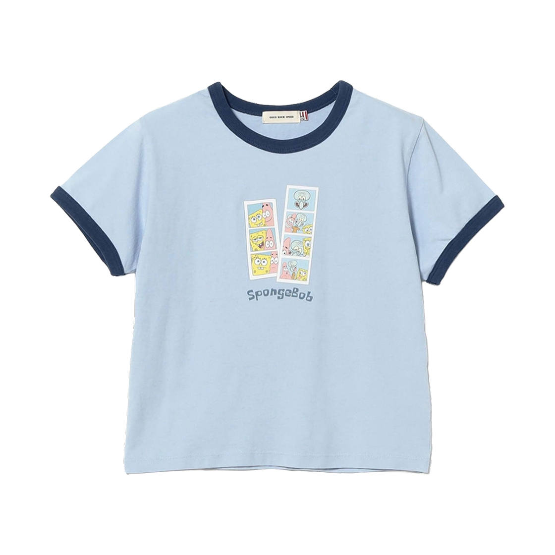 61-04-1627-545 (W) Ray Beams x Good Rock Speed x SpongeBob SquarePants Short Sleeve T-Shirt Blue