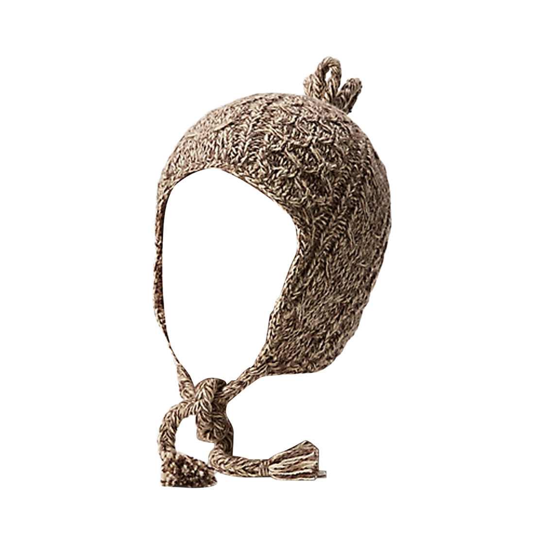더블 RL 아란 니트 울 블렌드 이어플랩 캡 브라운 탄(Double RL Aran Knit Wool Blend Earflap Cap Brown Tan) - 1