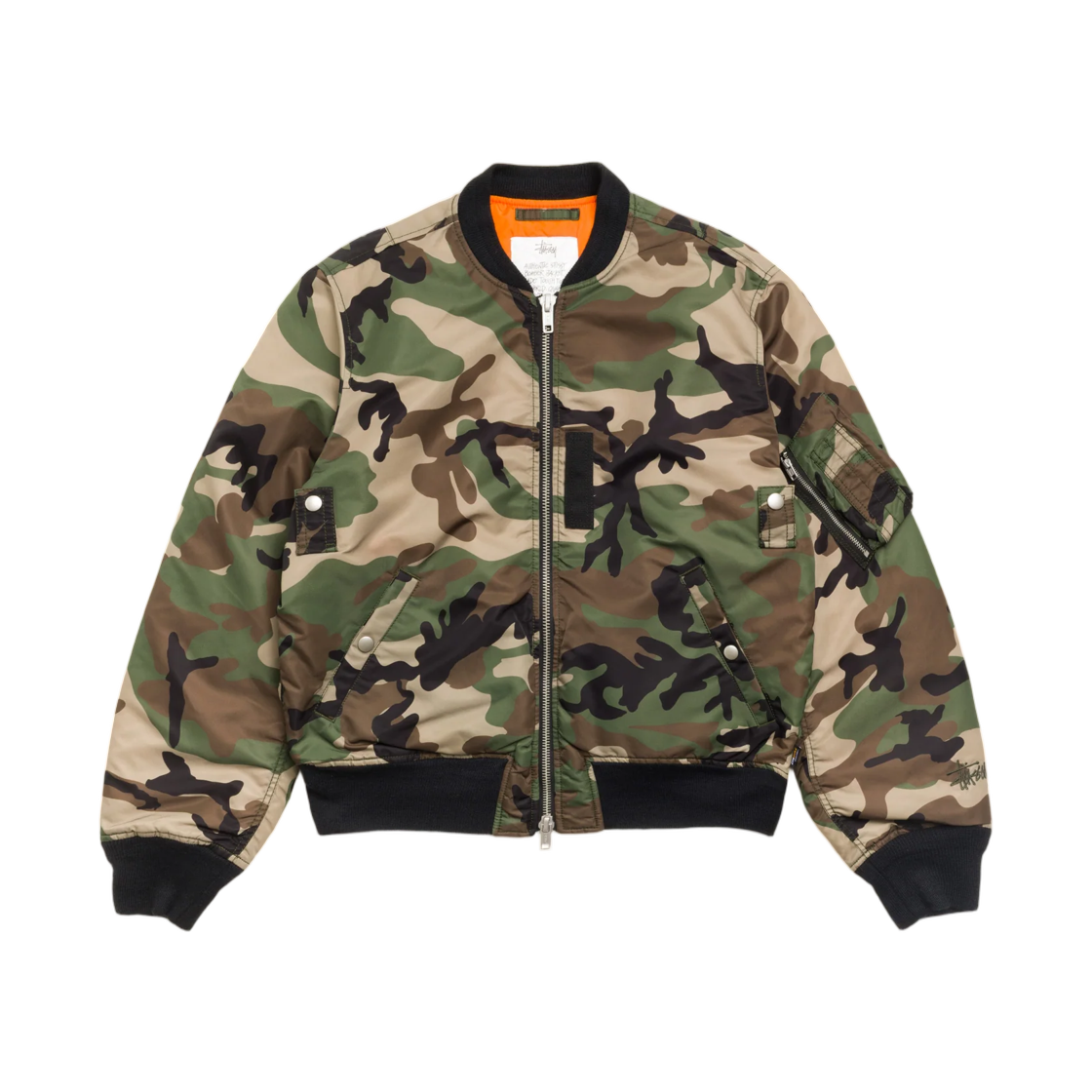 115955 Stussy MA-1 Bomber Jacket Woodland Camo