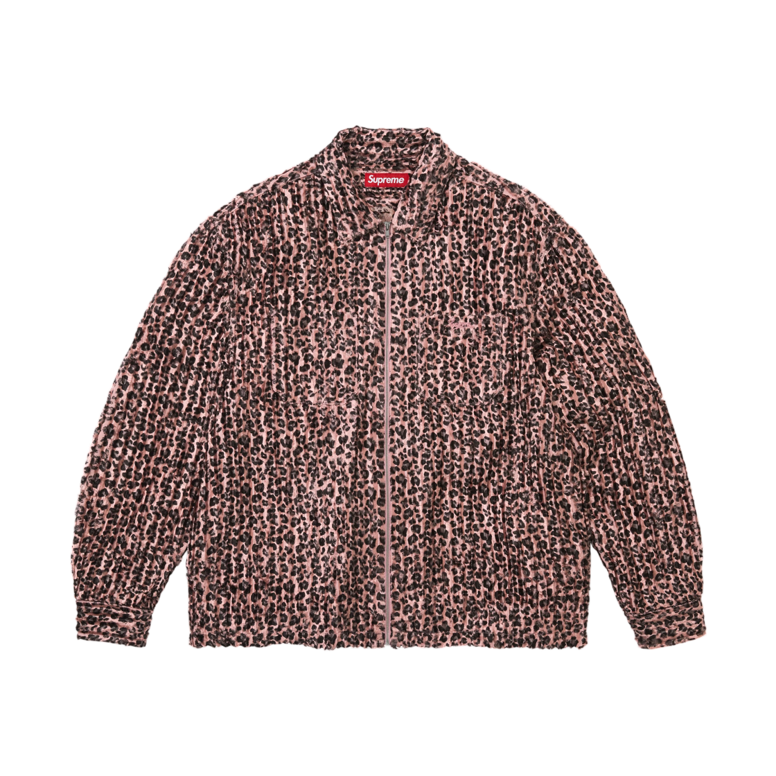 - Supreme Leopard Frayed Zip Up Shirt Pink - 26FW