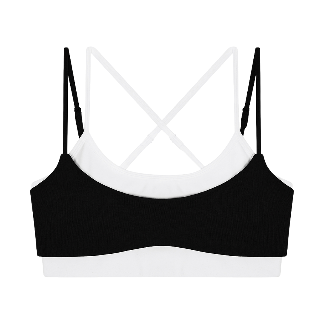 베리시 이즈핏 더블레이어드 크롭 브라탑 블랙(Verish EASE FIT Double-Layered Cropped Bra Top Black)