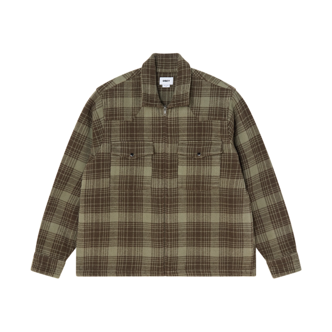 121160069 Obey Willie Zip Shirt Jacket Turkish Coffee Multi