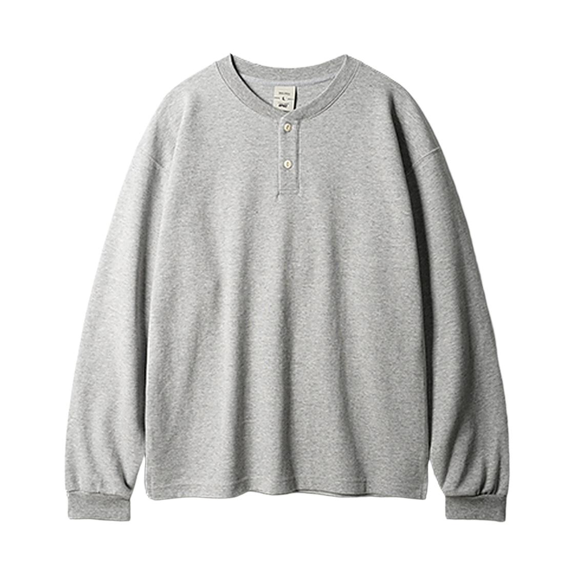 MMLT1595_gray_29 FP142 Double Cotton Henley Neck Long Sleeve Gray MMLT1595