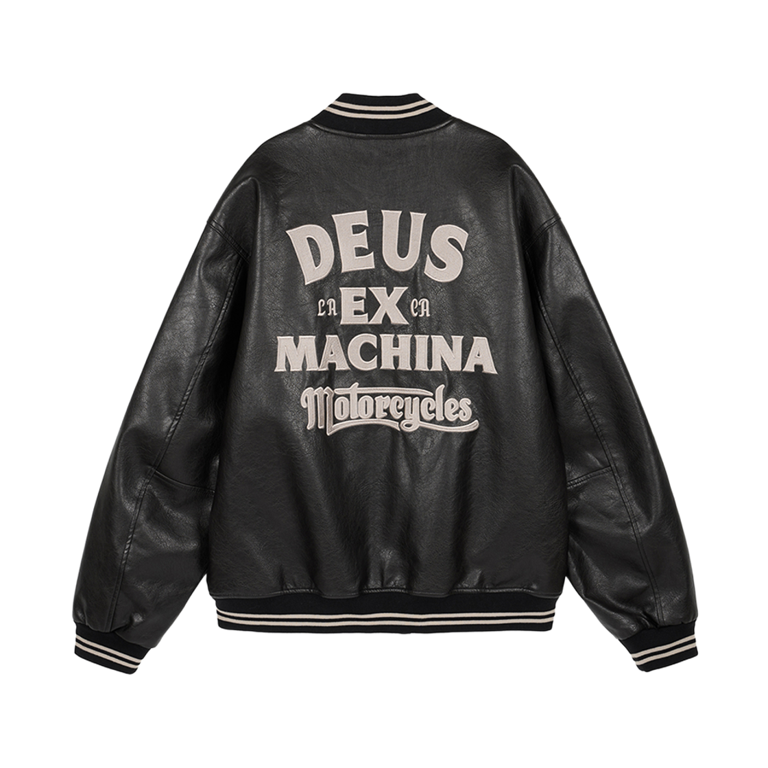 [6% 적립] 데우스 엑스 마키나 폭스 레더 바시티 재킷 블랙([6% 적립] Deus Ex Machina Faux Leather Varsity Jacket Black)