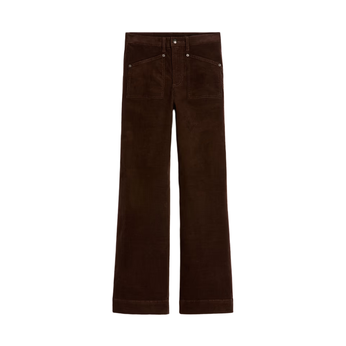 (W) 갭 x 아페쎄 하이 라이즈 코듀로이 스트라이드 팬츠 우드지 브라운((W) Gap x A.P.C. High Rise Corduroy Stride Pants Woodsy Brown) - 1