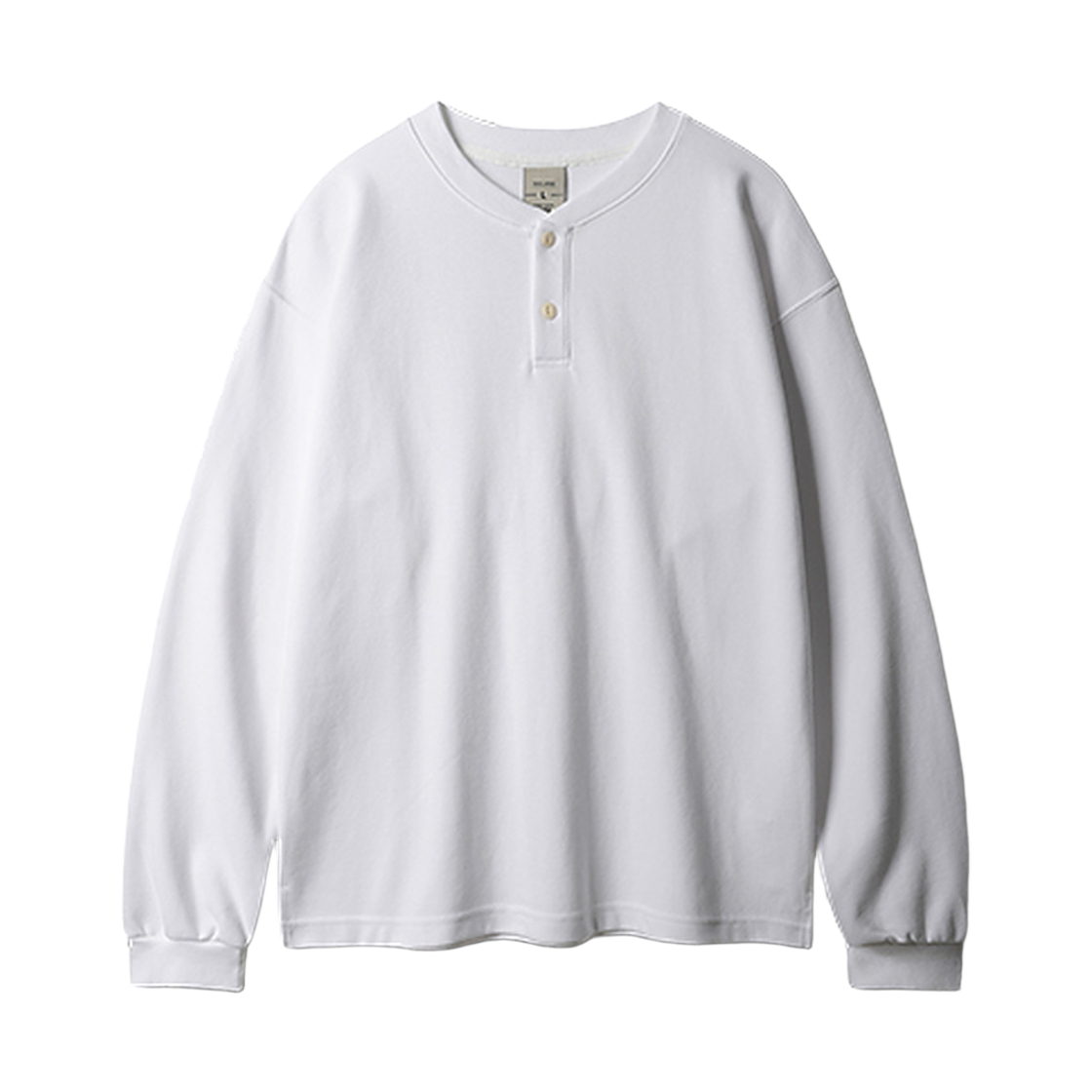 MMLT1595_white_29 FP142 Double Cotton Henley Neck Long Sleeve White MMLT1595