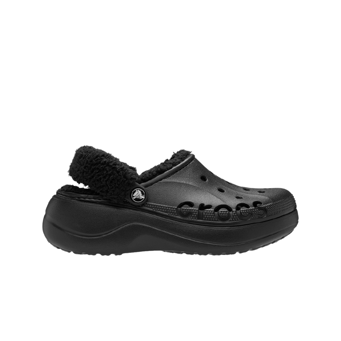 BAYA PLATFORM FUZZ STRA Crocs BAYA PLATFORM LINED FUZZ STRAP CLOG BLACK 26FWCL214911