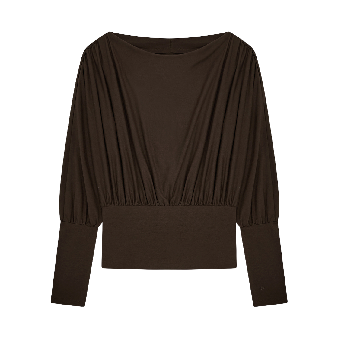 베리시 이즈핏 드레이프 보트넥 롱슬리브 탑 다크 브라운(Verish EASE FIT Draped Boatneck Long Sleeve Top Dark Brown) - 1