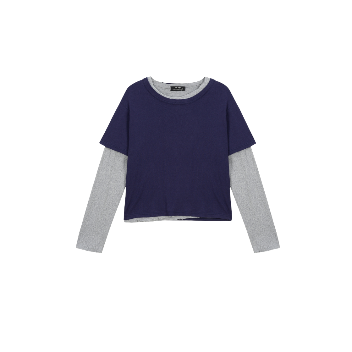 WMK63JLS002NVQQ Vacant Archive Men Workshop Vintage Layered T-Shirts Set (Short & Long Sleeve) Navy
