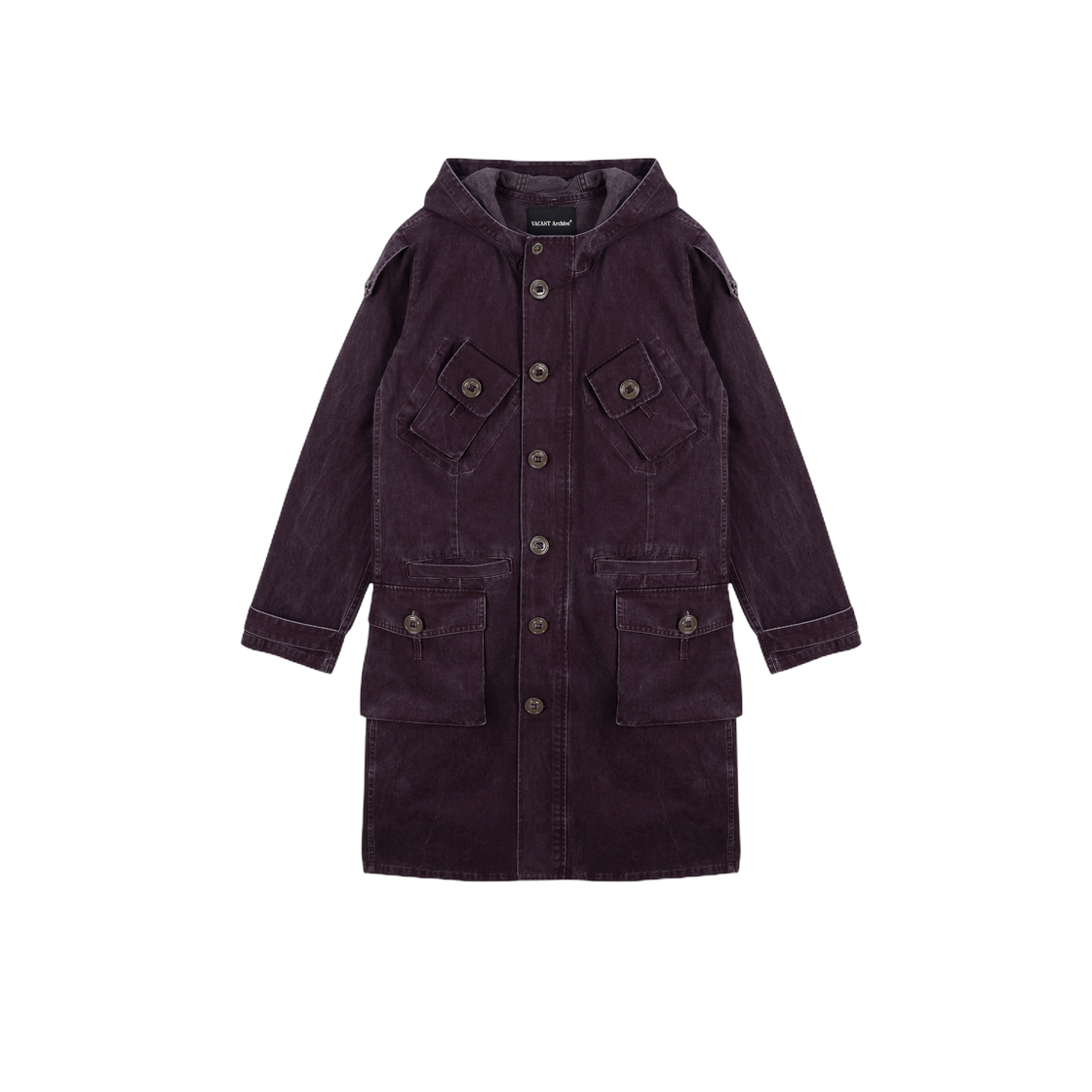 VUK63VJK003PPQQ Vacant Archive Women Elvin Millitary Long Hoodie Coat Purple
