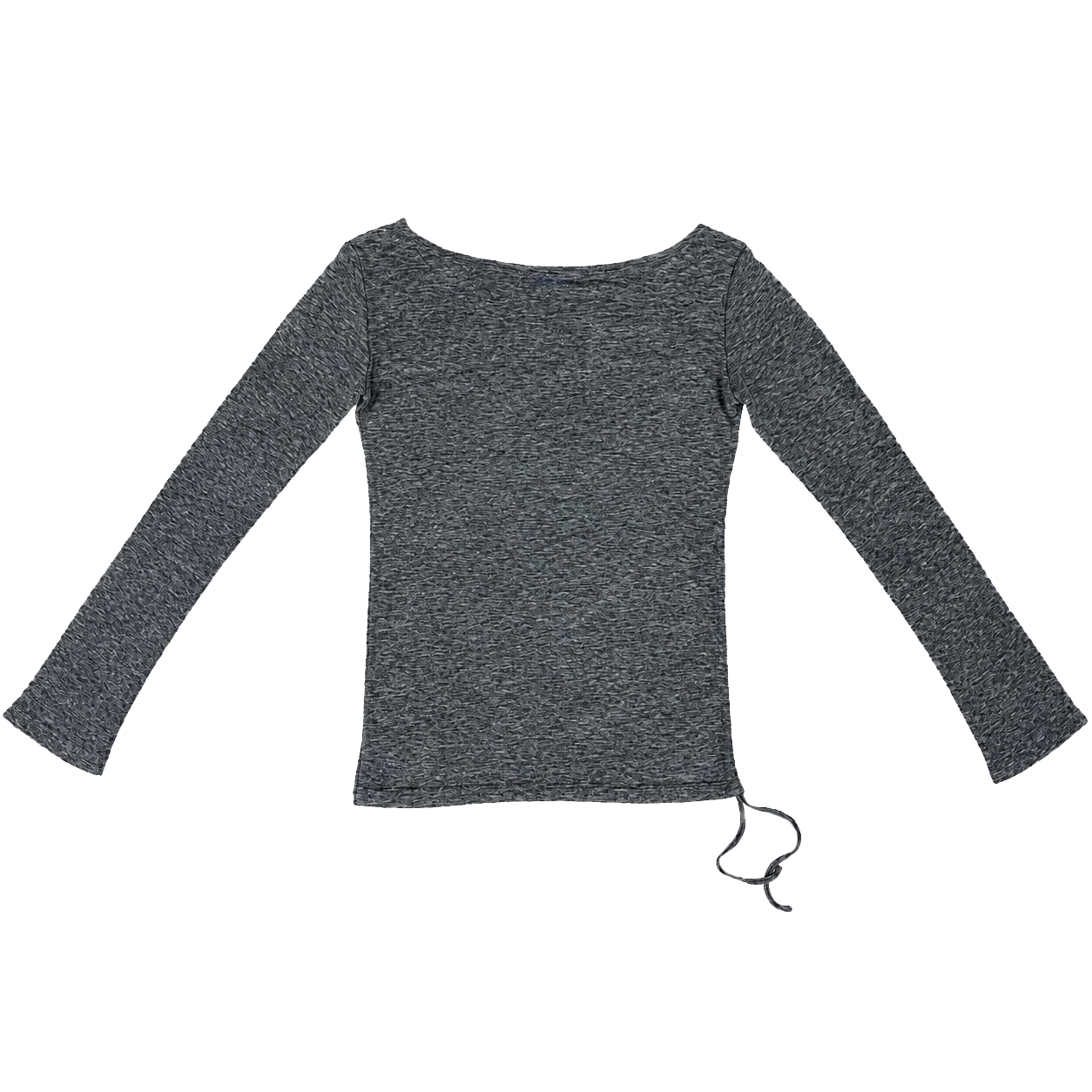 쎄르페 어저스터블 셔링 오프숄더 울 티셔츠 멜란지 그레이(SSERPE Adjustable Shirring Off Shoulder Wool T Shirts Melange Grey) - 2