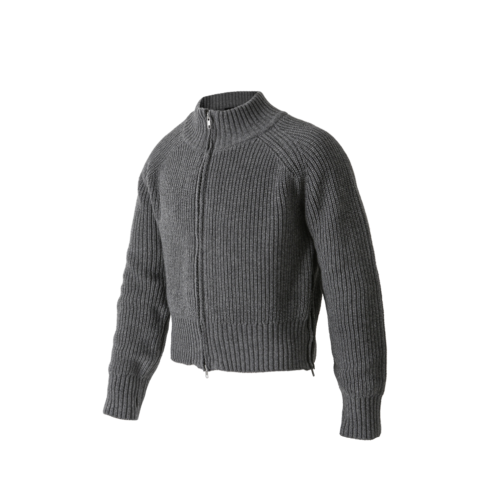 RR6FOT02CA ROARINGRAD Side-Zip Cropped Knit Zip-Up Charcoal