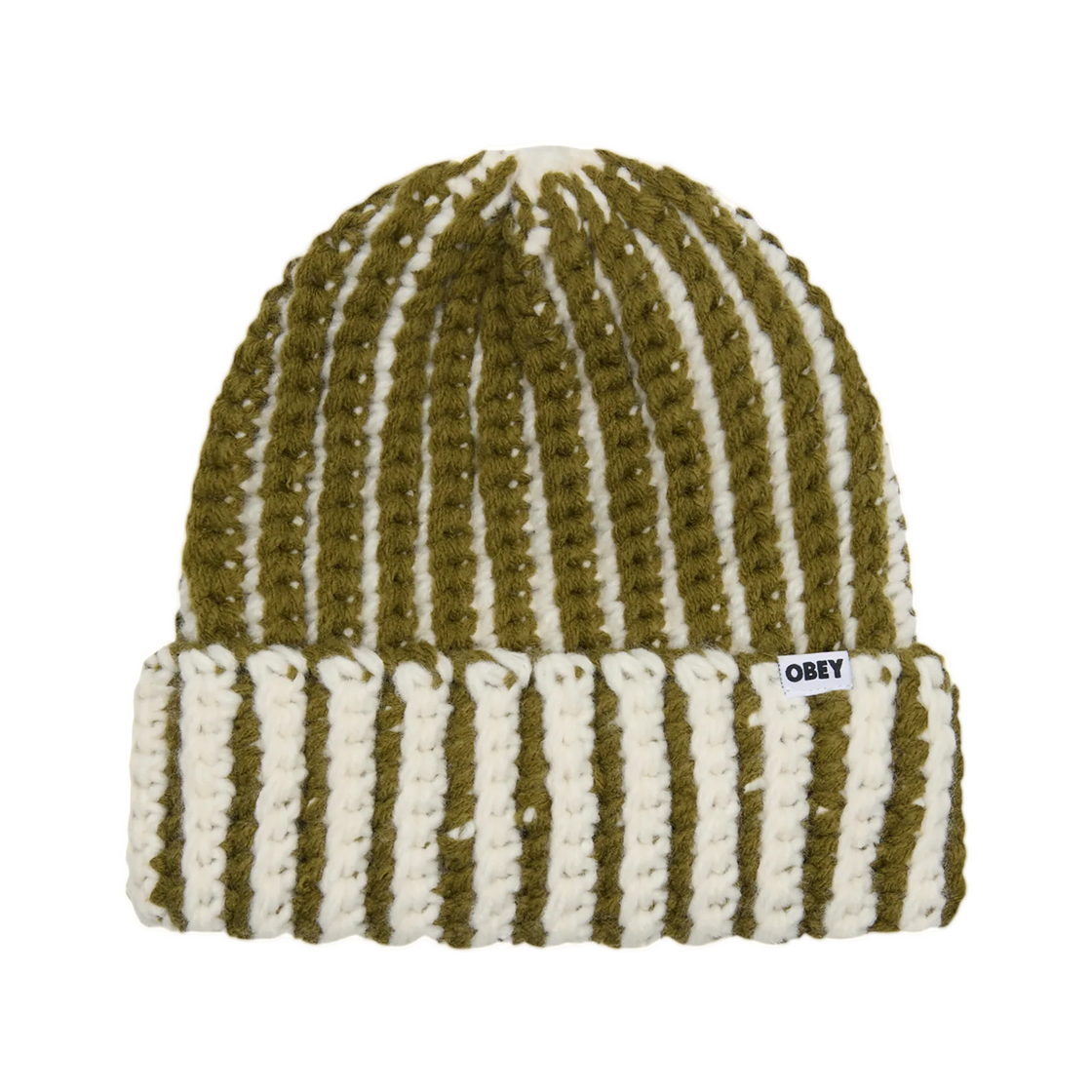 100030248 Obey Scout Chunky Beanie Moss Green Multi
