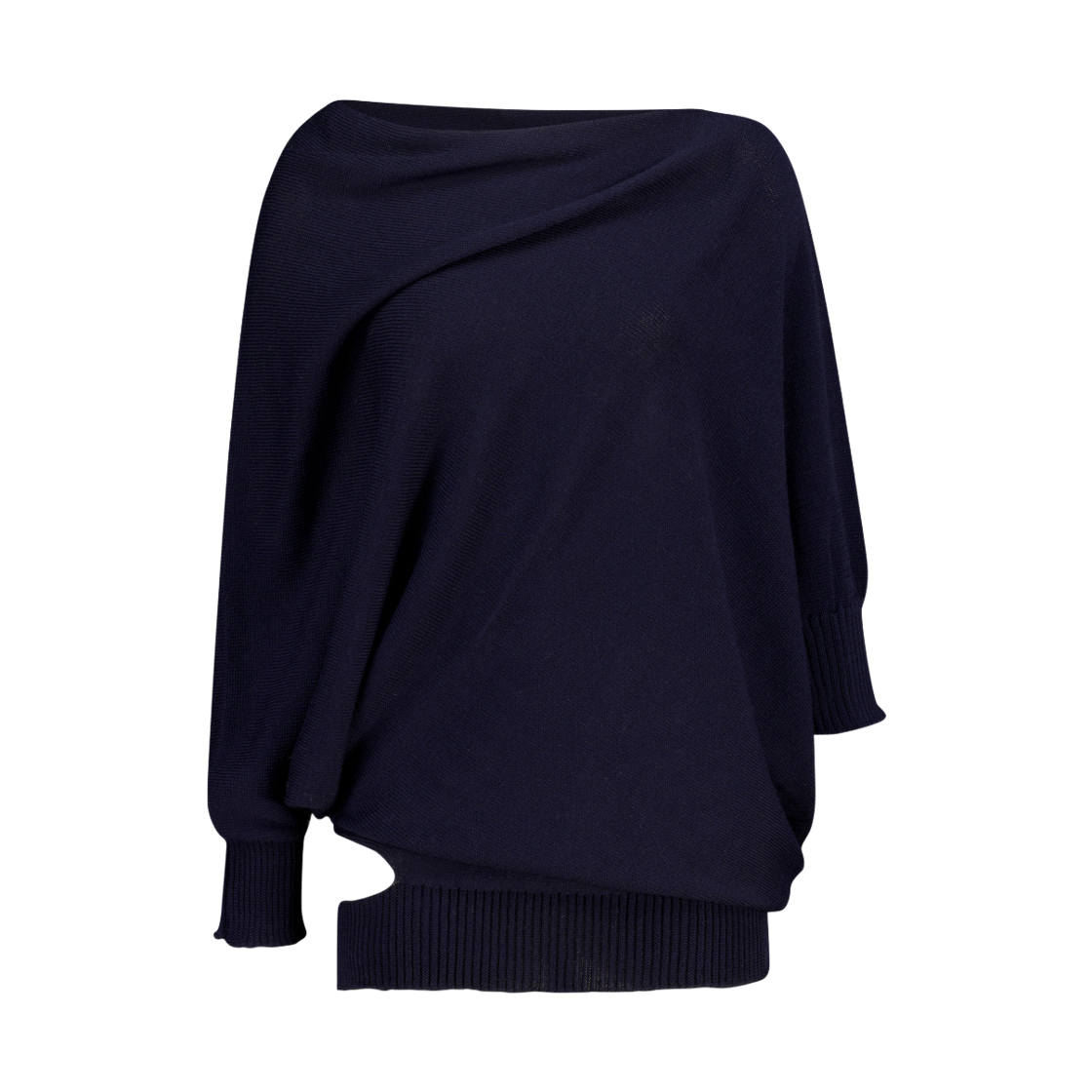 26AWMATO03LB Juukiff Asymmetric Long Top With Slit  In Washable Wool Light Blue