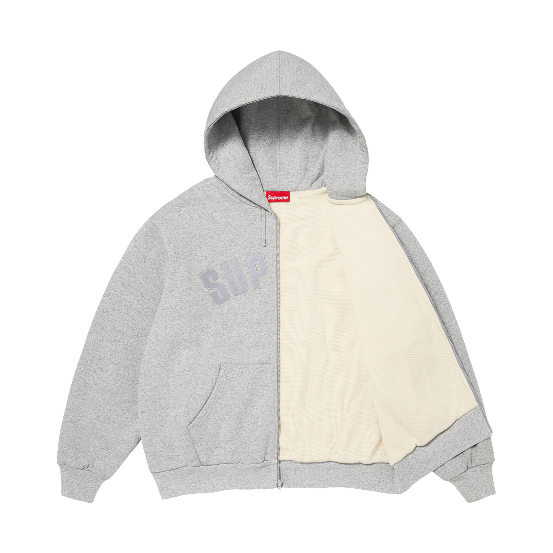 슈프림 아크 써멀 라인드 집업 후드 스웨트셔츠 헤더 그레이 - 26FW(Supreme Arc Thermal Lined Zip Up Hooded Sweatshirt Heather Grey - 26FW) - 3