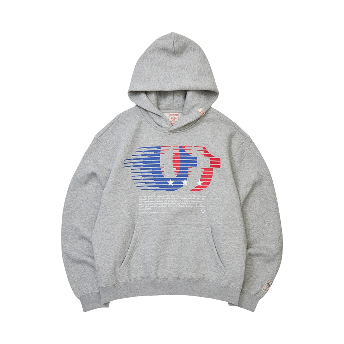 트루릴리젼 빈티지 애슬레틱 홀스슈 후디 - 멜란지 그레이(True Religion Vintage Athletic Horseshoe Hoodie - Melange Grey)