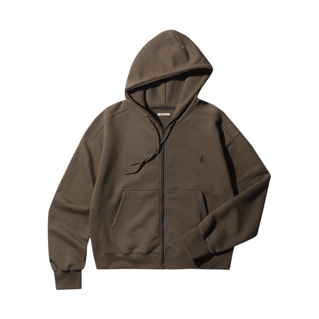 SJHD6909_brown_29 EZKATON Clutch crop zip-up hoodie Brown SJHD6909