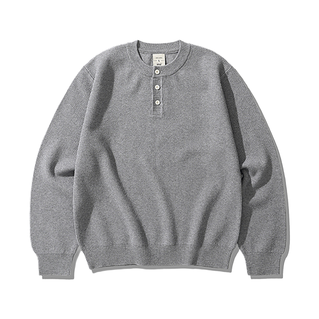 KHKN1587_gray_29 FP142 Wave Regular Henley Neck Knit Gray KHKN1587