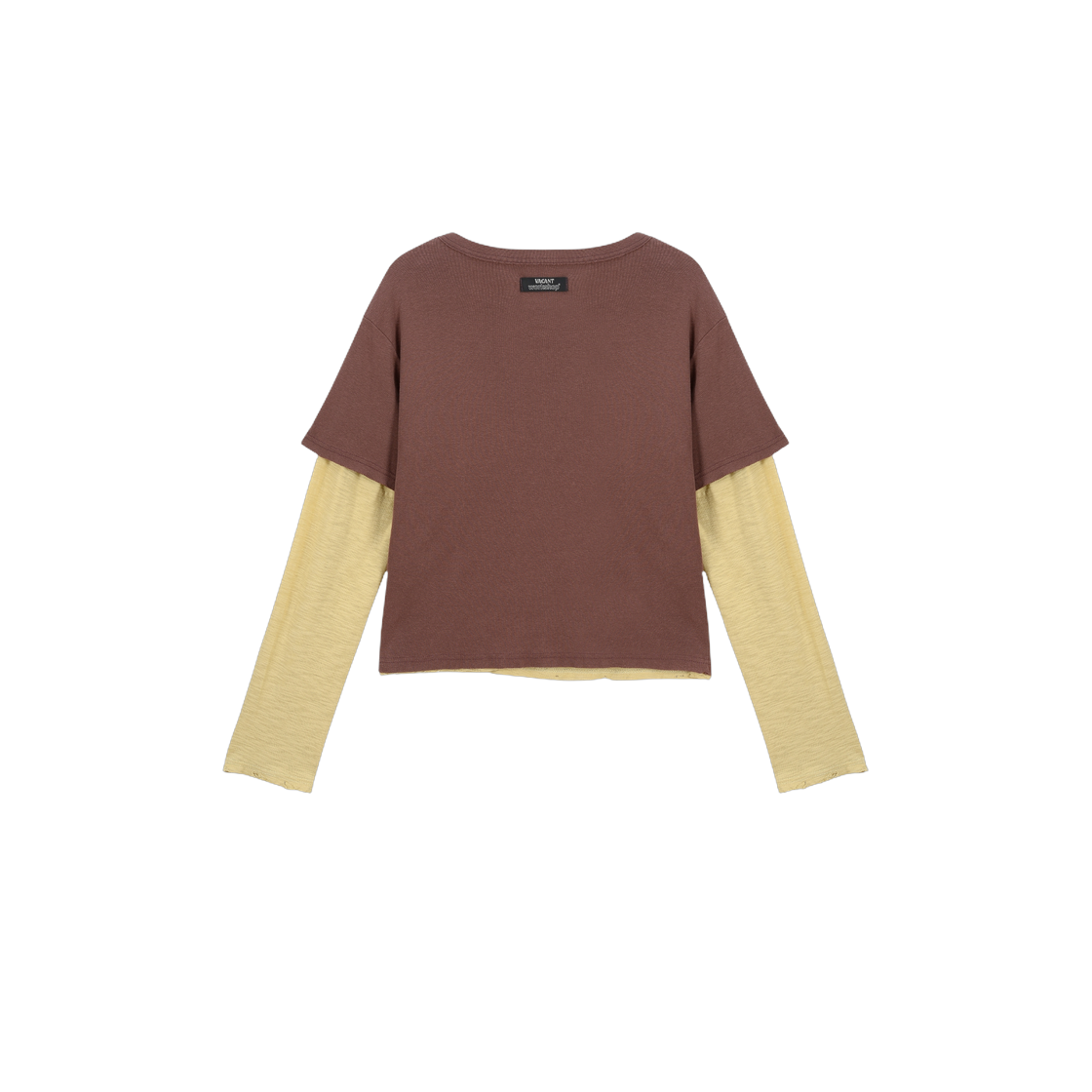 베이컨트 아카이브 남성 워크샵 빈티지 레이어드 티셔츠 세트 (반팔 & 긴팔) 브라운(Vacant Archive Men Workshop Vintage Layered T-Shirts Set (Short & Long Sleeve) Brown) - 2