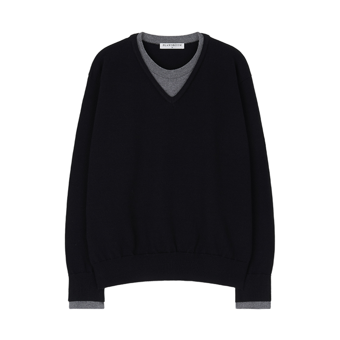 FL2636 Flawsroom Layered Soft V Neck Black
