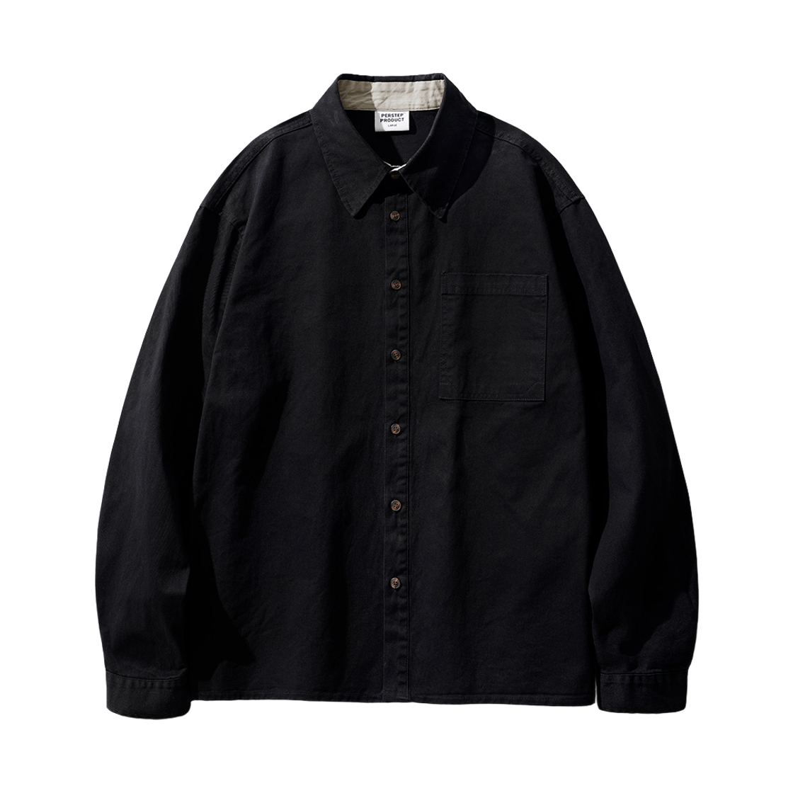 SMLS4646_Black_292 PERSTEP Field Dyeing Loose Fit Shirt Black SMLS4646