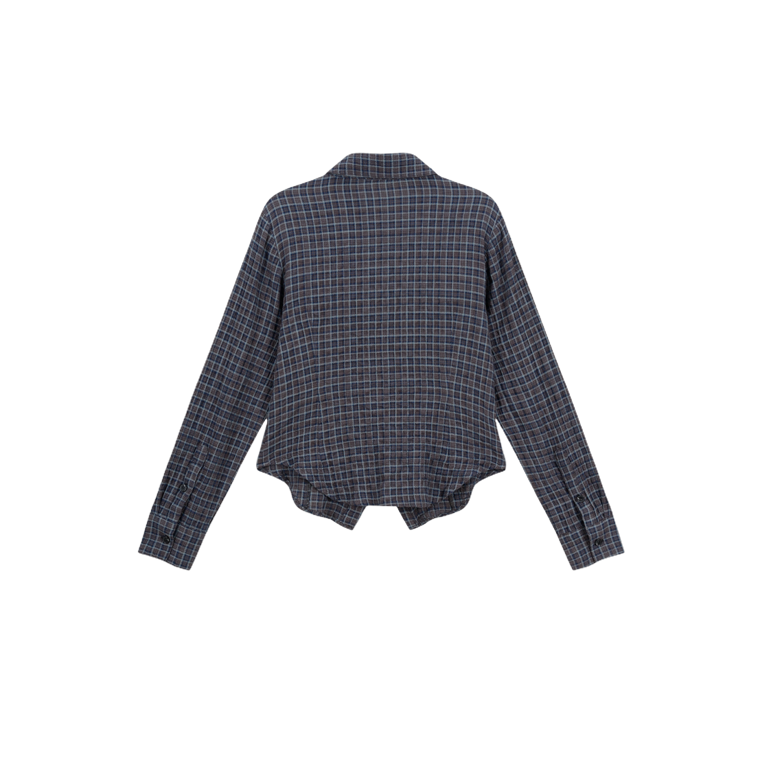 베이컨트 아카이브 세라 체크 프릴 셔츠 네이비(Vacant Archive Sera Check Frill Shirt Navy) - 2