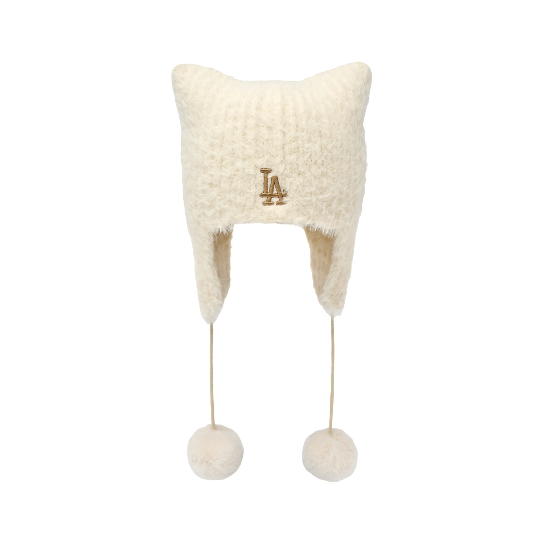 3ABNB0466-07CRS MLB Fur Meowing Earflap Beanie LA Dodgers Cream