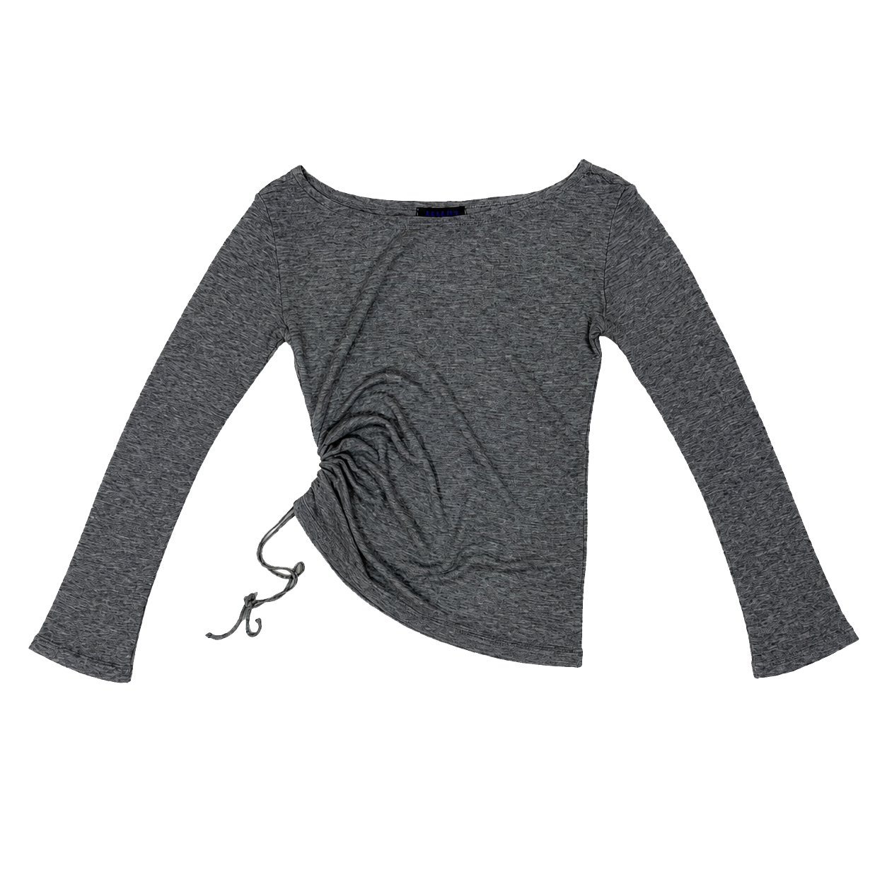 쎄르페 어저스터블 셔링 오프숄더 울 티셔츠 멜란지 그레이(SSERPE Adjustable Shirring Off Shoulder Wool T Shirts Melange Grey)