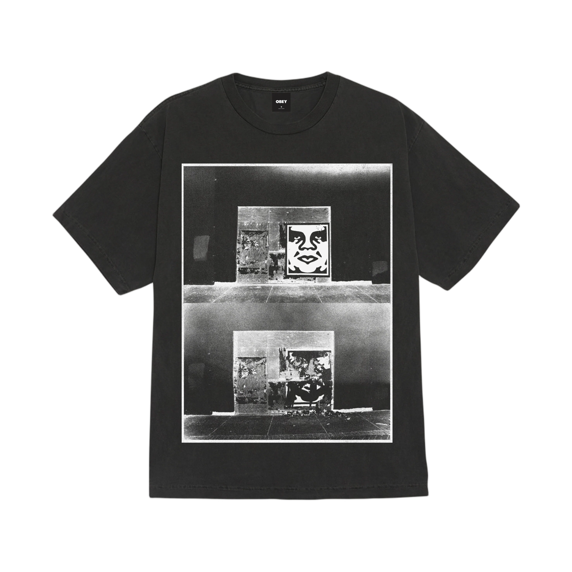 167924457 Obey Destroyed Icon Photo Pigment T-Shirt Pigment Dusty Black