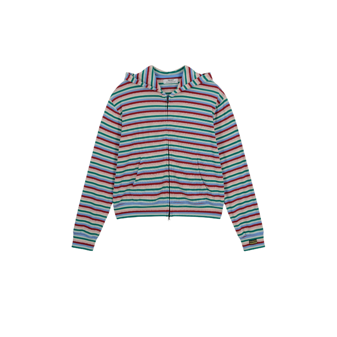 베이컨트 아카이브 남성 워크샵 멀티 스트라이프 슬림 후디 집업 핑크(Vacant Archive Men Workshop Multi Striped Slim Hoodie Zip-Up Pink)