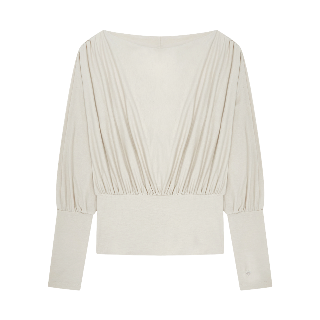 베리시 이즈핏 드레이프 보트넥 롱슬리브 탑 브라이트 크림(Verish EASE FIT Draped Boatneck Long Sleeve Top)