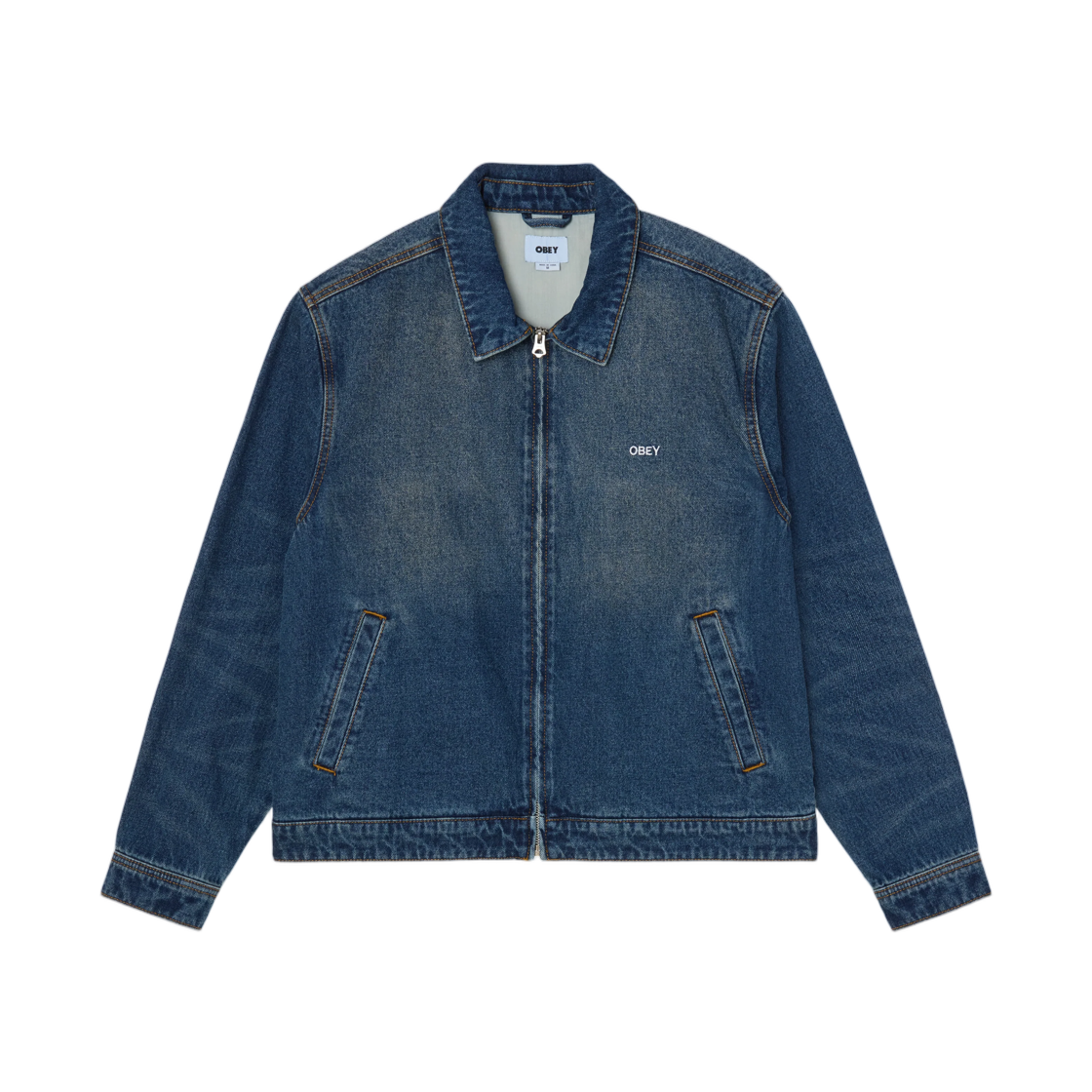 121800627 Obey Workshop Jacket Oil Stained Indigo