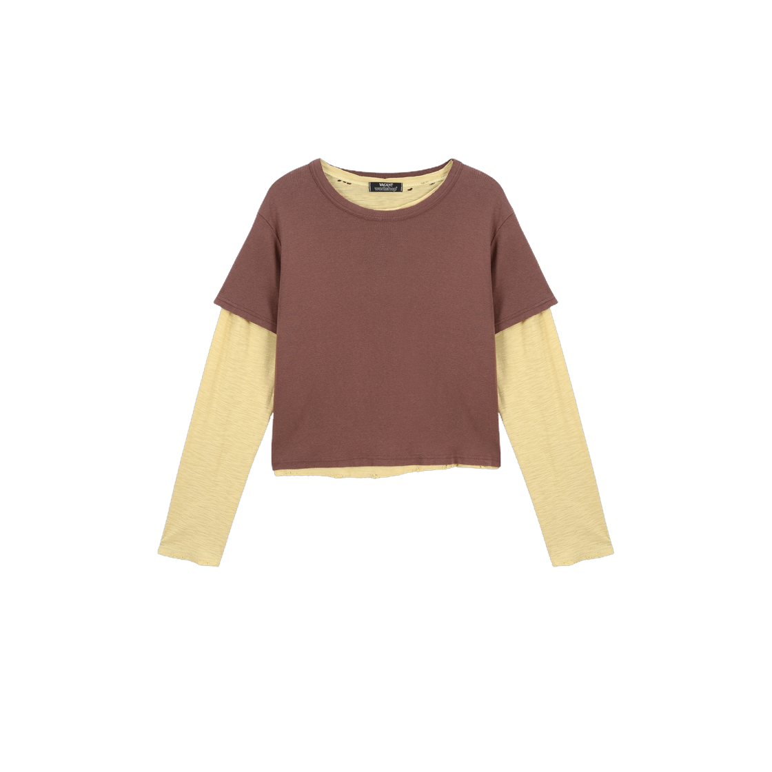 베이컨트 아카이브 남성 워크샵 빈티지 레이어드 티셔츠 세트 (반팔 & 긴팔) 브라운(Vacant Archive Men Workshop Vintage Layered T-Shirts Set (Short & Long Sleeve) Brown)