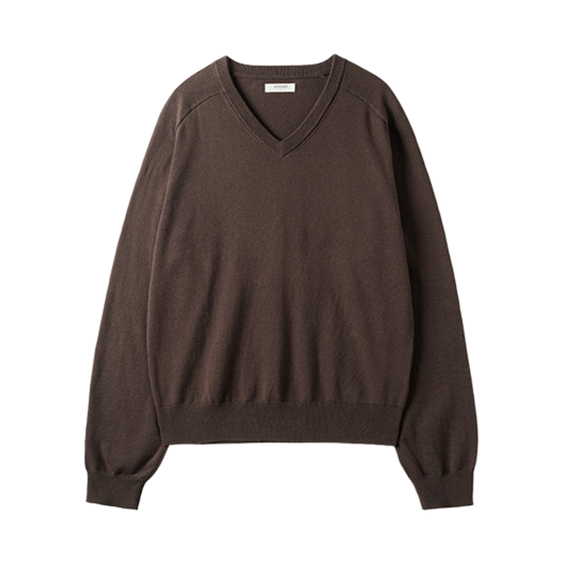 SJKN2719_brown_29 JEMUT Layer Cotton V-neck Long Sleeve Knit Brown SJKN2719