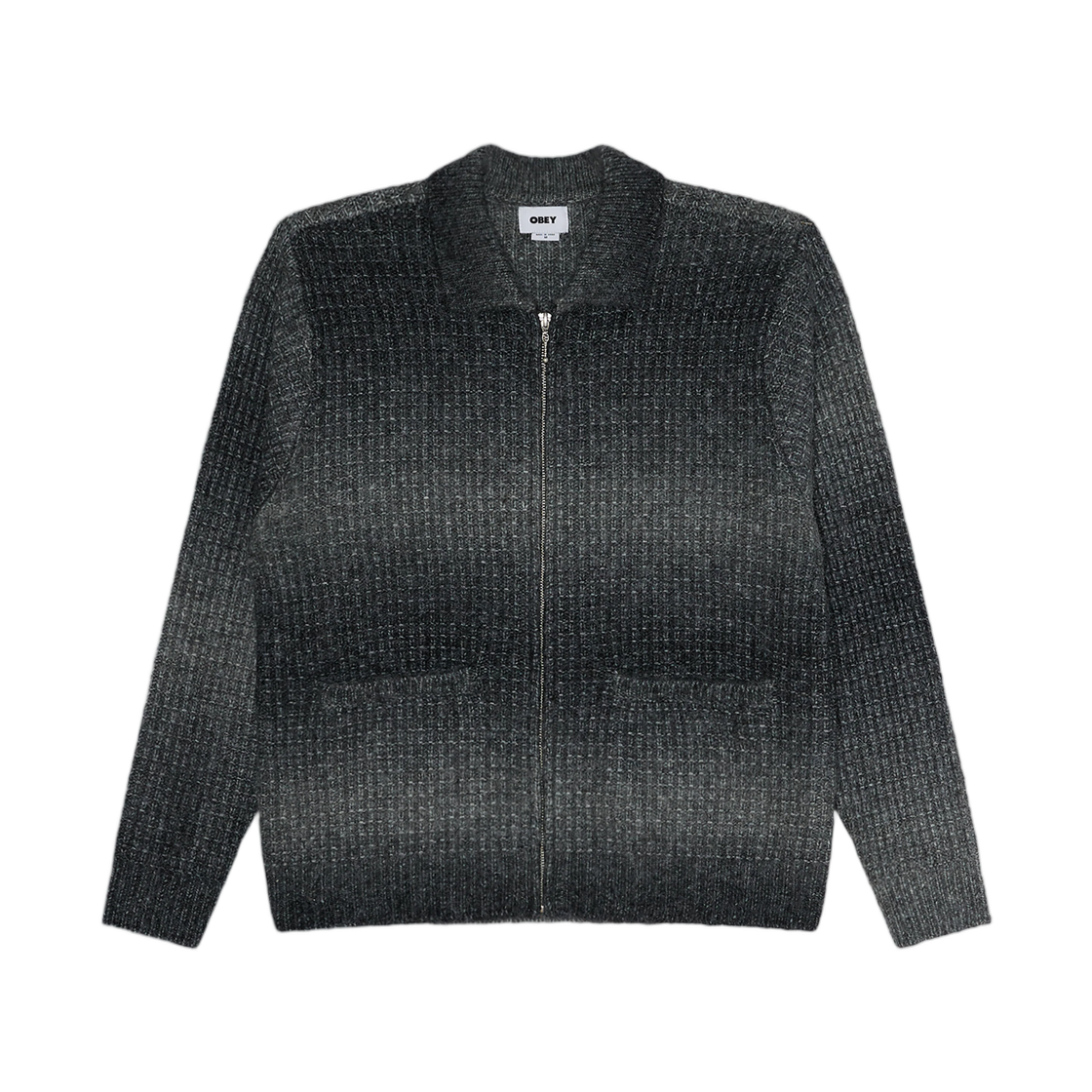 151010054 Obey Anton Gradient Cardigan Charcoal Multi