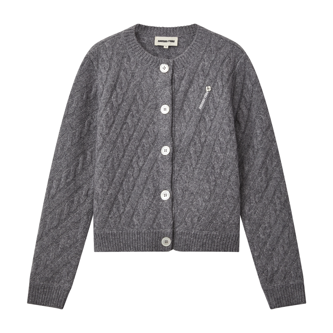 KW6DKNCSH05GY Shushu/Tong Women Cable Knit Cardigan Grey - 26FW